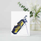Golftas met knuppels op witte achtergrond briefkaart (Staand voorkant)