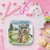 Golftas op golfbaan papieren bordje (Feest)