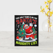 Golfteam staat op Santa's Naughty List Funny Xmas Kaart (Gele Bloem)