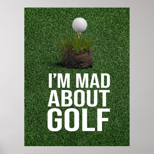Golftekst ik ben en over golf op groen gras poster (Voorkant)