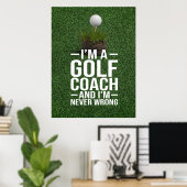 Golftekst Ik ben golfcoach Poster (Thuiskantoor)
