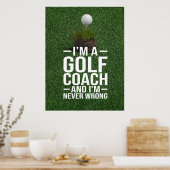 Golftekst Ik ben golfcoach Poster (Keuken)