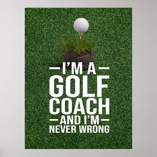 Golftekst Ik ben golfcoach Poster (Voorkant)