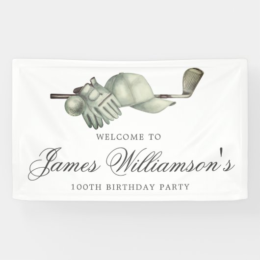 Golfthema 100e verjaardagsfeestje Welkom Spandoek (Horizontaal)