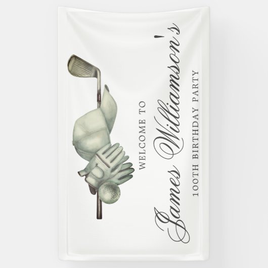 Golfthema 100e verjaardagsfeestje Welkom Spandoek (Verticaal)