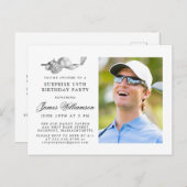 Golfthema 19e VERRASSING Verjaardagsfeest Foto Uitnodiging Briefkaart (Voorkant / Achterkant)