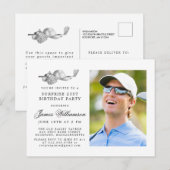 Golfthema 21e VERRASSING Verjaardagsfeestfoto Uitnodiging Briefkaart (Voorkant / Achterkant)
