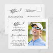 Golfthema 30e VERRASSING Verjaardagsfeestfoto Uitnodiging Briefkaart (Voorkant / Achterkant)