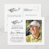 Golfthema 60e VERRASSING Verjaardagsfeestfoto Uitnodiging Briefkaart (Voorkant / Achterkant)