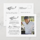Golfthema 80e VERRASSING Verjaardagsfeestfoto Uitnodiging Briefkaart (Voorkant / Achterkant)