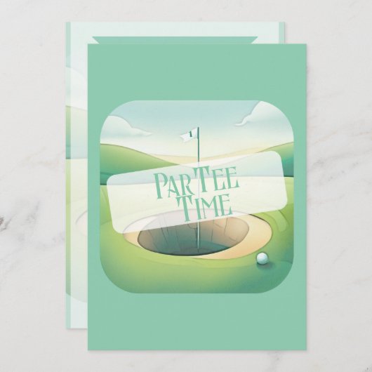 Golfthema Aangepaste Verjaardag Kaart | Platte opt (Voorkant / Achterkant)