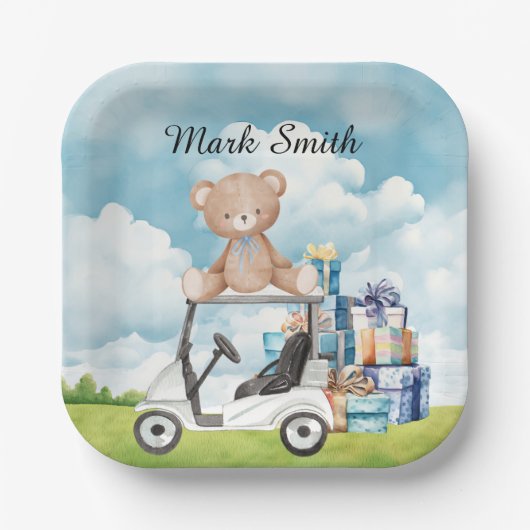 Golfthema Baby shower / Verjaardag voor Boy Papieren Bordje (Voorkant)
