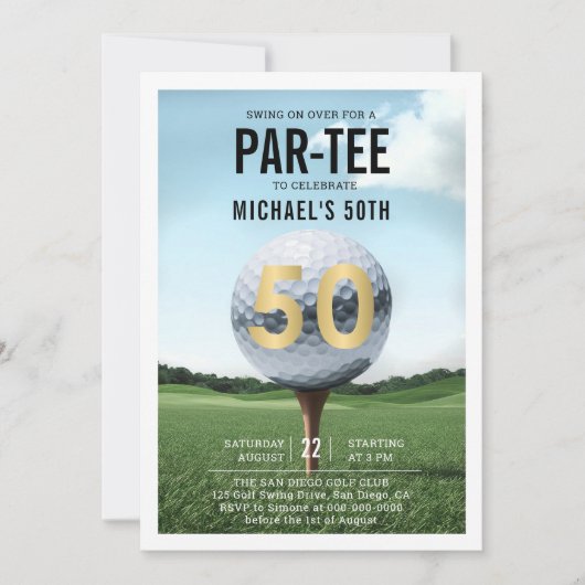 Golfthema Elegant Modern Classy Mannen 50e Verjaar Kaart (Voorkant)