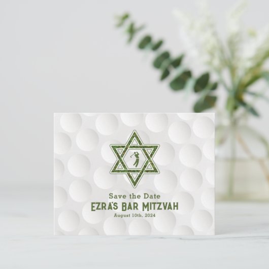 Golfthema Golfbar Mitzvah Save the Date Briefkaart (Staand voorkant)