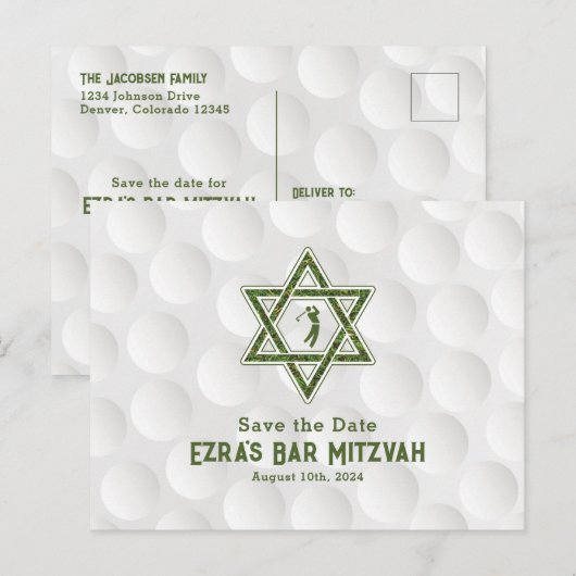 Golfthema Golfbar Mitzvah Save the Date Briefkaart (Voorkant / Achterkant)
