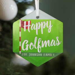 Golfthema Happy Golfmas Glass Ornament