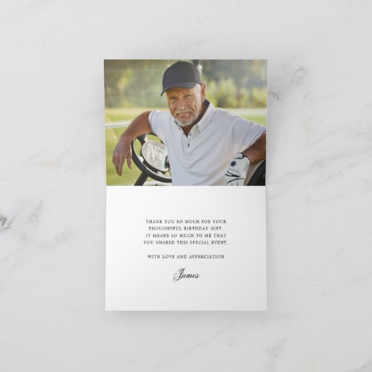 Golfthema met foto 90e verjaardag bedankkaart (Binnen)