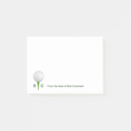 Golfthema Monogram Sticky Notitieblokken Post-it® Notes (Voorkant)