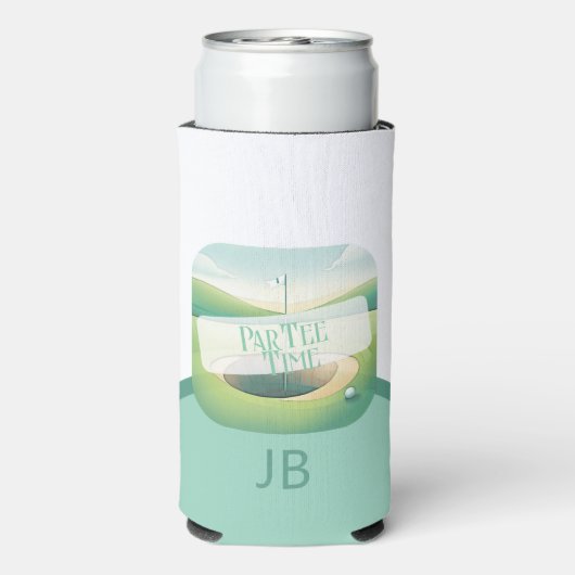 Golfthema Par-T-shirt Monogram Seltzer Blikjeskoeler (Seltzer Achterkant)