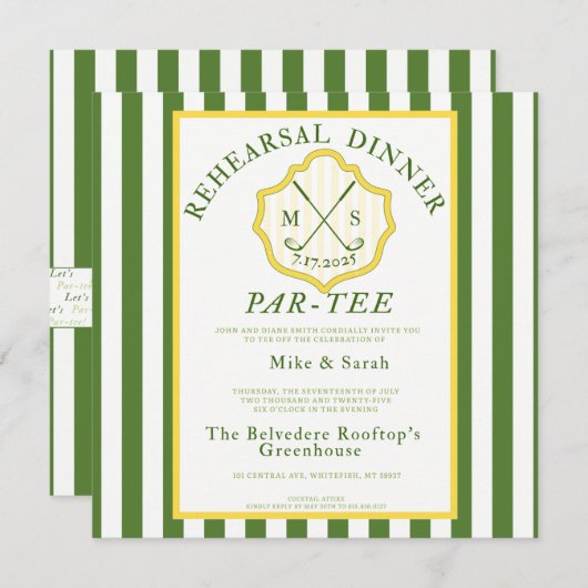 Golfthema uitnodigen - "Par-T-shirt" Kaart (Voorkant / Achterkant)