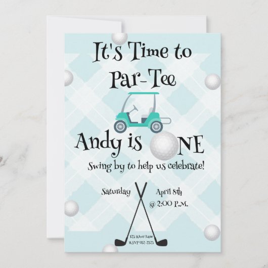 Golfthema verjaardagstbundel kaart (Voorkant)