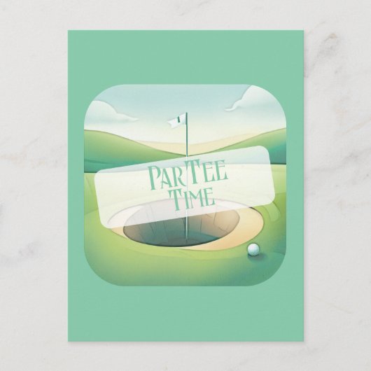 Golfthema verjaardagsuitnodiging Briefkaart (Voorkant)