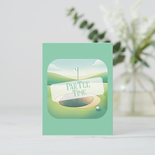 Golfthema verjaardagsuitnodiging Briefkaart (Staand voorkant)