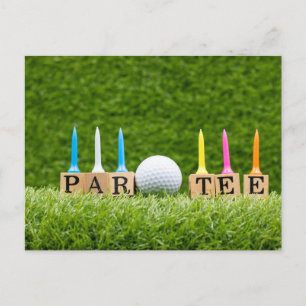 Golfthema voor Let's Par t-shirt voor golffeest Briefkaart