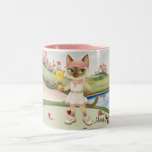Golfthema Vrouw Bachelorette Bruid Kattenliefhebbe Tweekleurige Koffiemok
