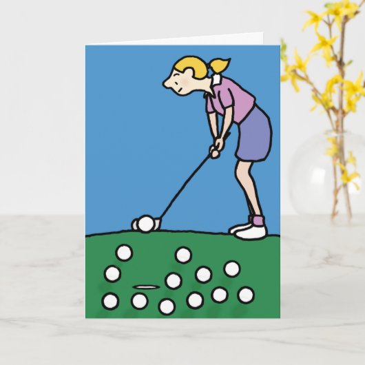 Golfthematisch wenskaart kaart (Gele Bloem)