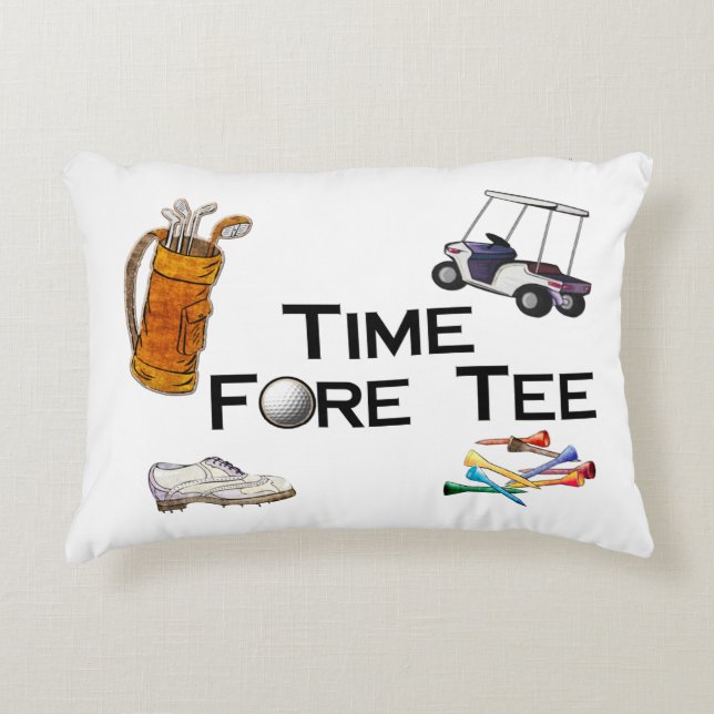 Golftijd Fore T-shirt Decoratief Kussen (Voorkant)