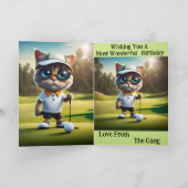 Golftijd: Funny Cat Golfspeler, Verjaardag Kaart (Binnen)