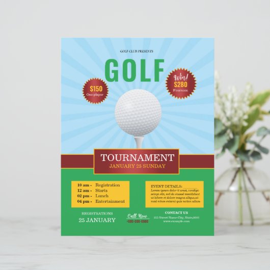 Golftoernooi Flyer Sjabloon (Staand voorkant)