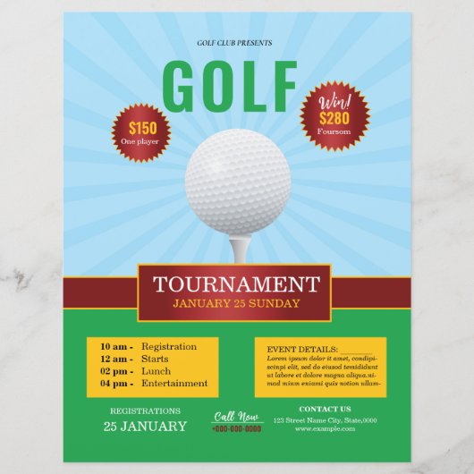 Golftoernooi Flyer Sjabloon (Voorkant)