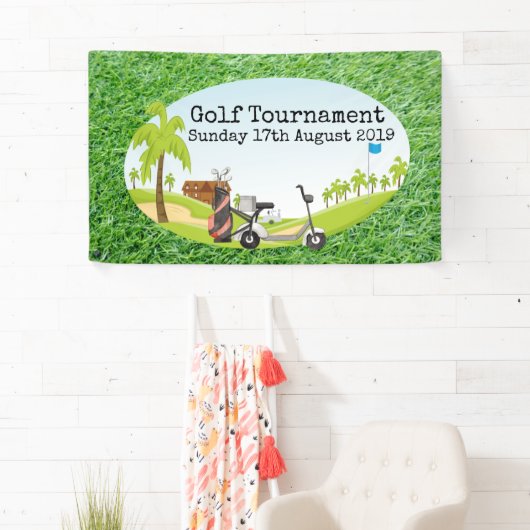 Golftoernooi met groengras op het golfterrein spandoek (Insitu)