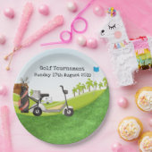 Golftoernooi met uitzicht golfbaan papieren bordje (Feest)