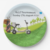 Golftoernooi met uitzicht golfbaan papieren bordje (Voorkant)