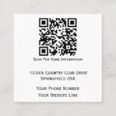 Golftoernooi of evenement op maat logo gepersonali vierkante visitekaartje (Achterkant)