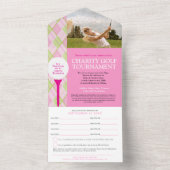 Golftoernooi roze, aangepaste foto RSVP All In One Uitnodiging (Binnen)