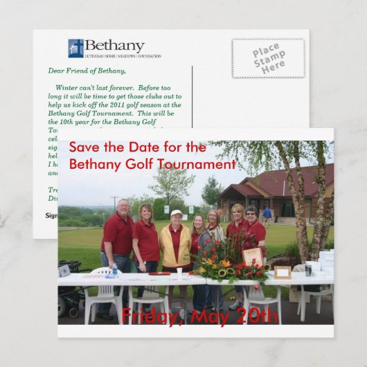 Golftoernooi Save the Date Briefkaart (Voorkant / Achterkant)