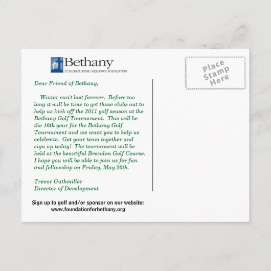 Golftoernooi Save the Date Briefkaart (Achterkant)