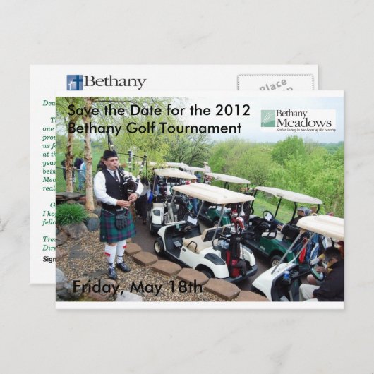 Golftoernooi Save the Date Briefkaart (Voorkant / Achterkant)