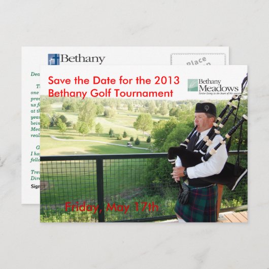 Golftoernooi Save the Date Briefkaart (Voorkant / Achterkant)