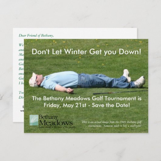 Golftoernooi Save the Date Kaart (Voorkant / Achterkant)