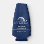 Golftoernooi Uitje Blauw Aangepaste Tekst Flesjeskoeler (Voorkant)