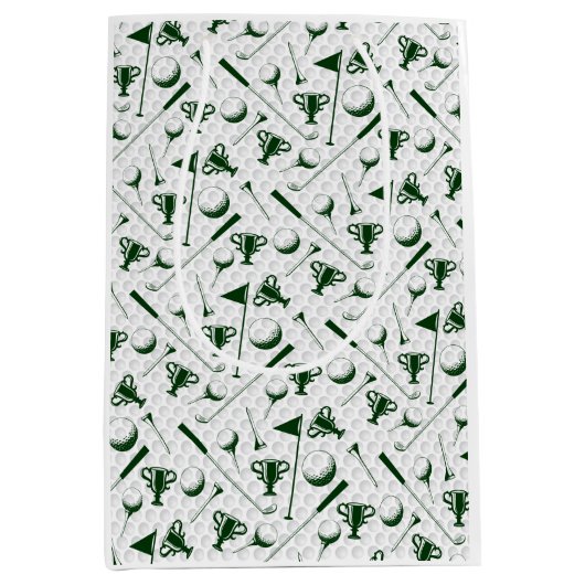 Golftoile Pattern Green Blue Golf Ball Medium Cadeauzakje (Voorkant)