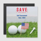 Golfuitje Save the Date met de vlag van Amerika (Voorkant / Achterkant)