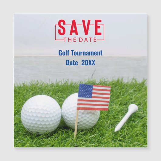 Golfuitje Save the Date met de vlag van Amerika (Voorkant)