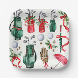 Golfuitrusting Kerst Decoratie golfer feest Papieren Bordje