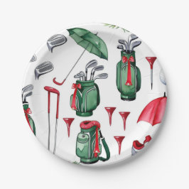 Golfuitrusting Kerst Decoratie golfer feest Papieren Bordje